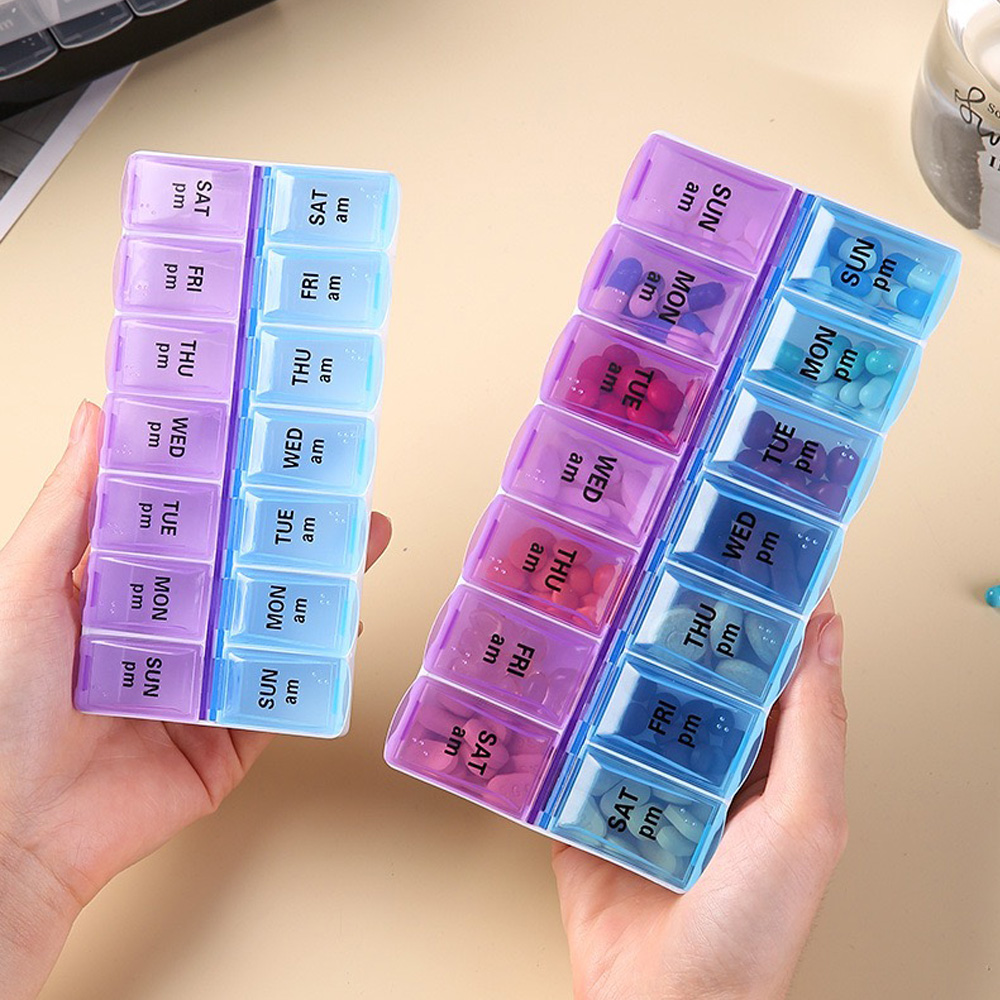 Cocktail Shaker Set - 14コンパートメント独立型ピルケースポータブル薬箱ホームオフィストラベルアクセサリー