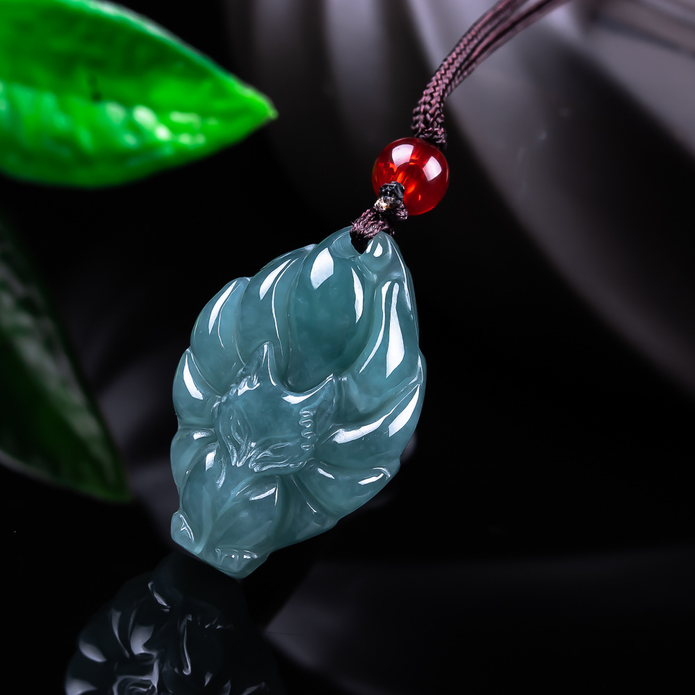 Cocktail Shaker Set - 天然ビルマ翡翠フォックスペンダントネックレスヴィンテージアクセサリー宝石本物の翡翠デザイナーファッションジュエリー女性へのギフト