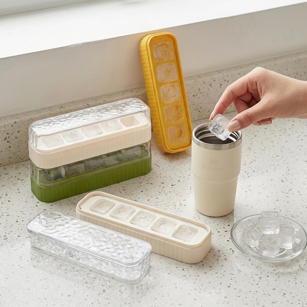 ミニプラスチック製製氷皿 蓋付き 再利用可能 5グリッド ア - Wine Beer Drink のレビューと価格