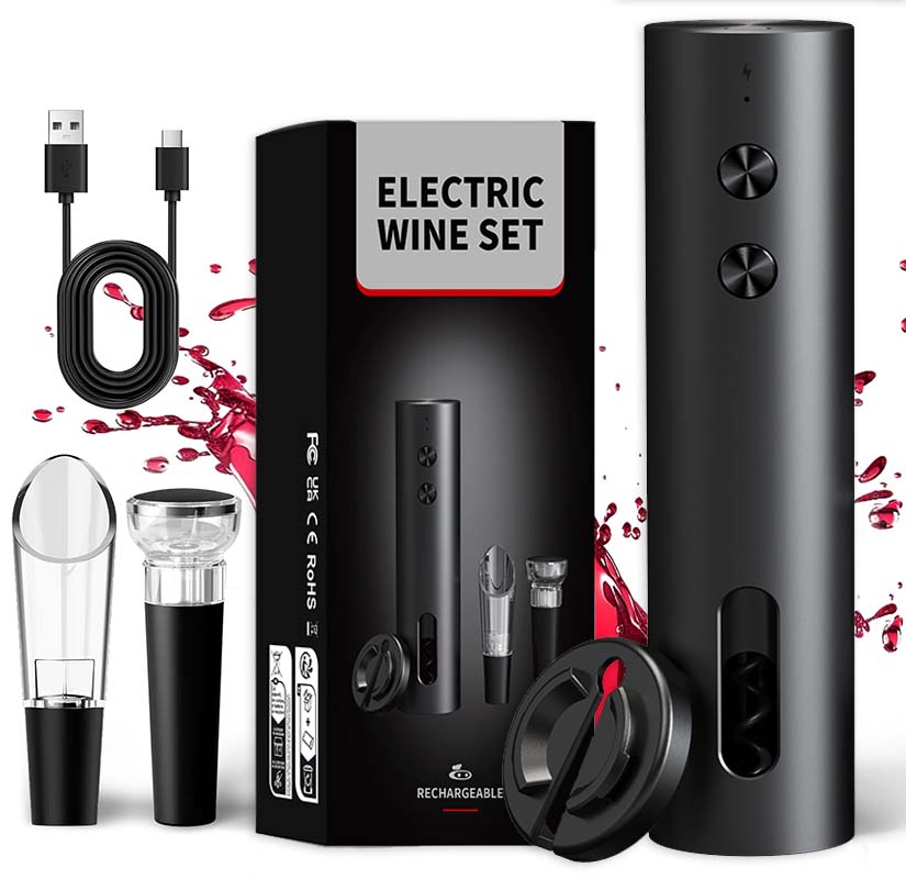 4-in-1電動ワインオープナーセットUSB充電式電動自動コ - Wine Opener Electric のレビューと価格