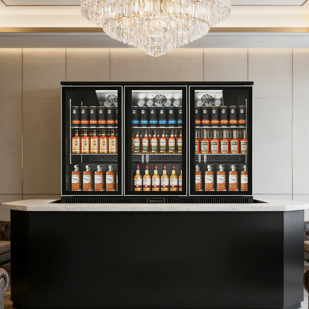 ミニ飲料クーラー冷蔵庫 3ドア バー冷蔵庫 ガラス扉 アンダ - Wine Beer Fridge Under Counter のレビューと価格