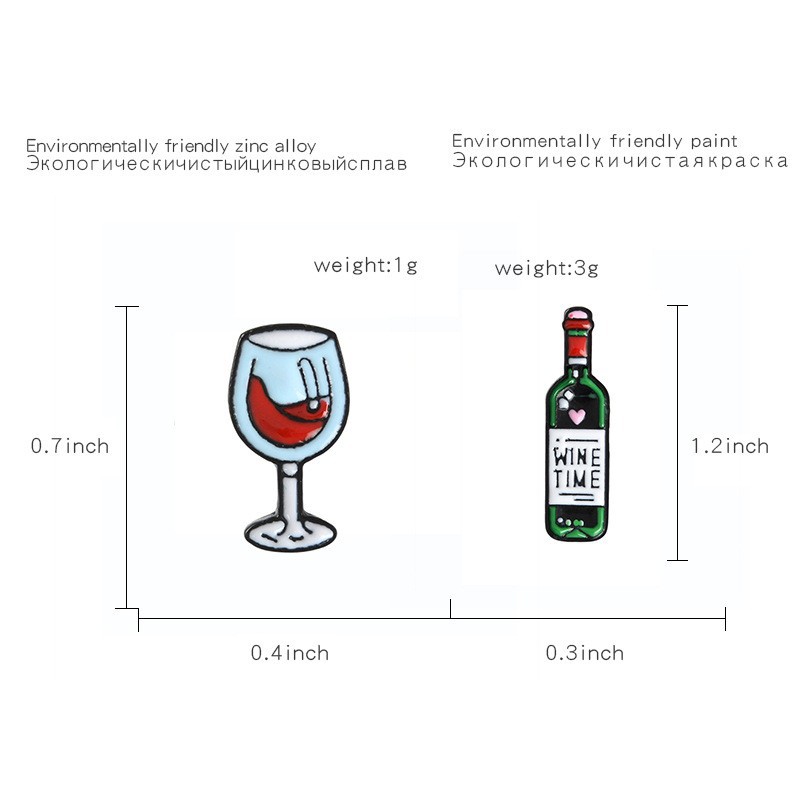 漫画のワインとワイングラスのブローチ、エナメルピン、メタルブ - Wine Or Beer のレビューと価格