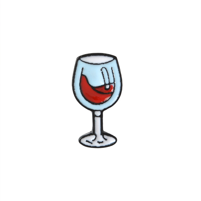 漫画のワインとワイングラスのブローチ、エナメルピン、メタルブ - Wine Or Beer のレビューと価格
