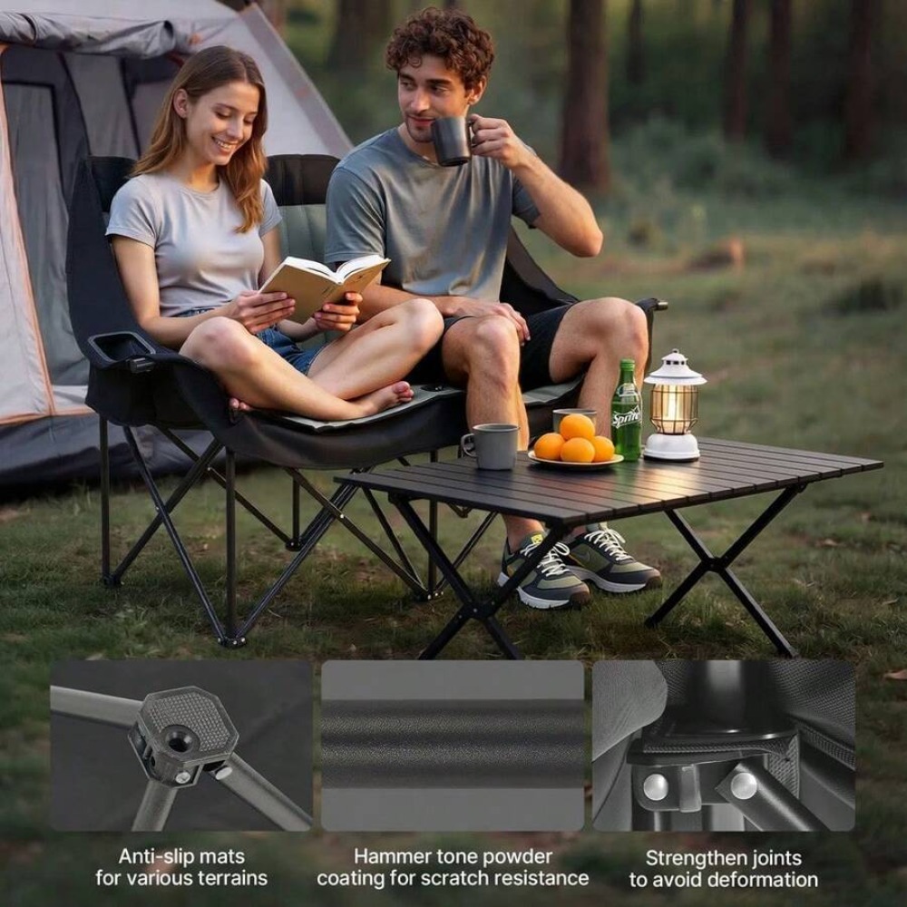 二人用大型ダブルキャンプチェア、耐荷重660ポンド、デュアル - Wine Bag Carry Two のレビューと価格