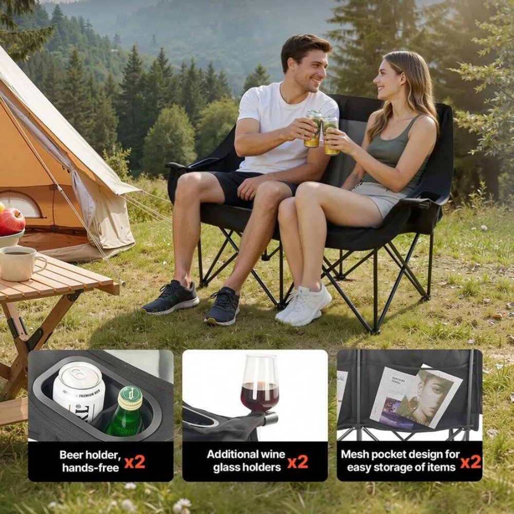 二人用大型ダブルキャンプチェア、耐荷重660ポンド、デュアル - Wine Bag Carry Two のレビューと価格