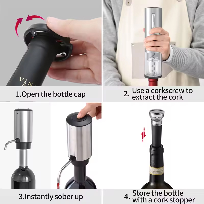 4-in-1充電式電動ワインオープナーセット（エアレーター、 - Wine Opener Electric のレビューと価格