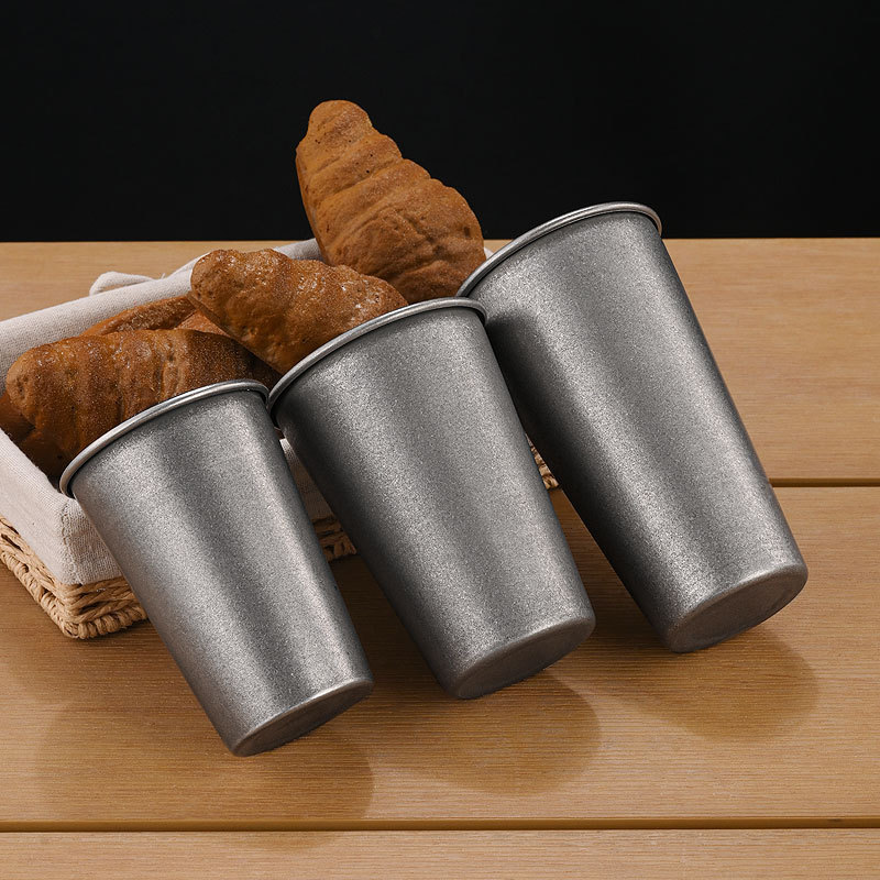 レトロなシルバーステンレス製ドリンクカップ、積み重ね可能なタ - Wine Beer Drink のレビューと価格