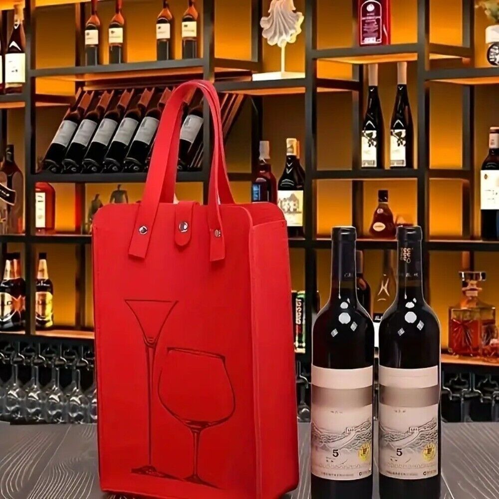 高品質フェルト製赤ワインバッグ、ダブルハンドル付きワインギフ - Wine & Beer Unlimited Spirits のレビューと価格