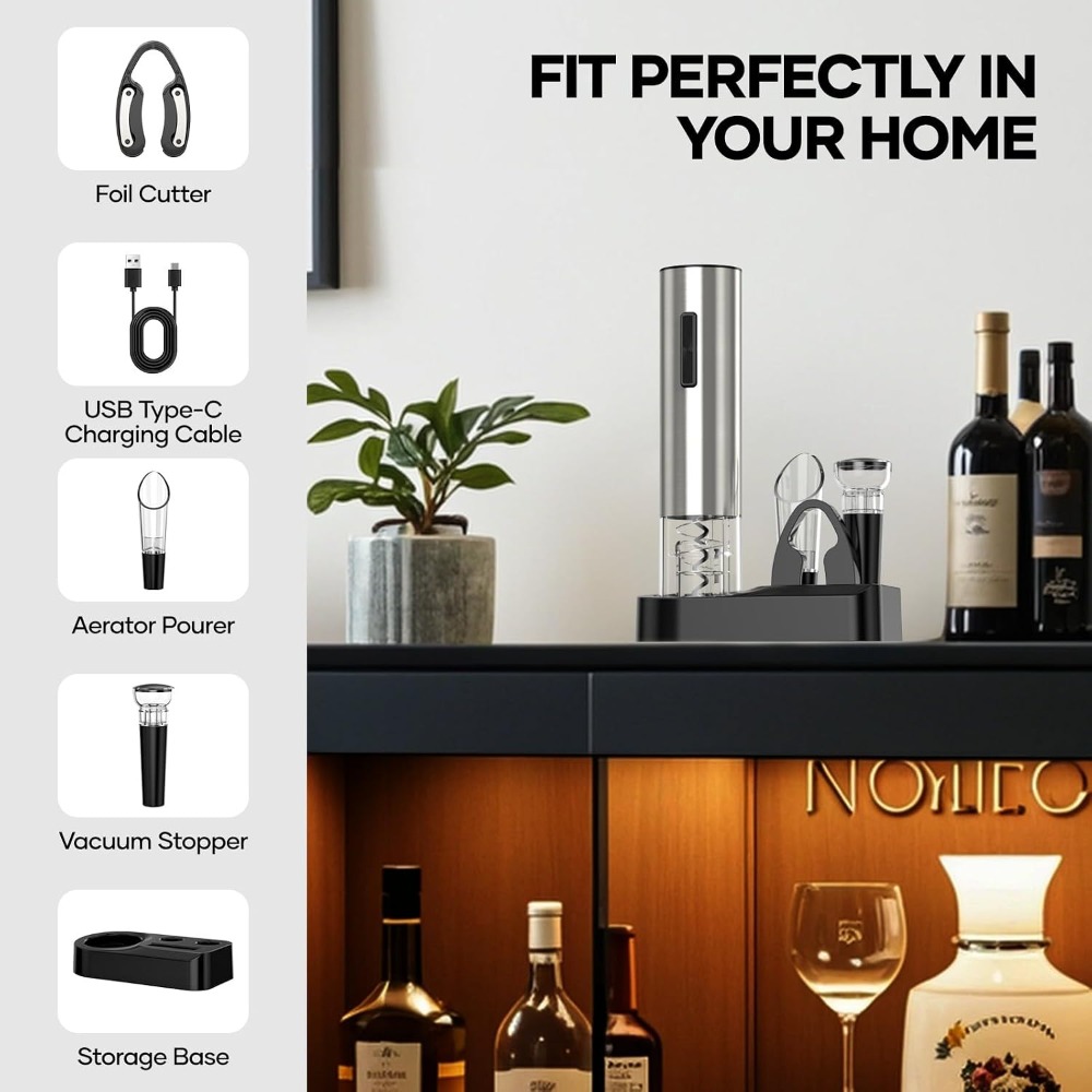 USB電動ワインオープナー、充電式ワインボトルコルクスクリュ - Wine Opener Electric のレビューと価格