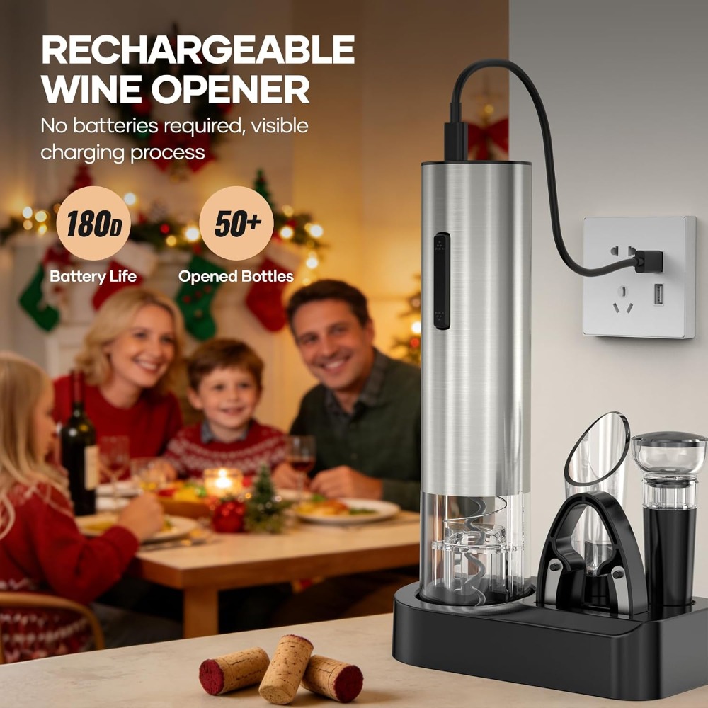 USB電動ワインオープナー、充電式ワインボトルコルクスクリュ - Wine Opener Electric のレビューと価格