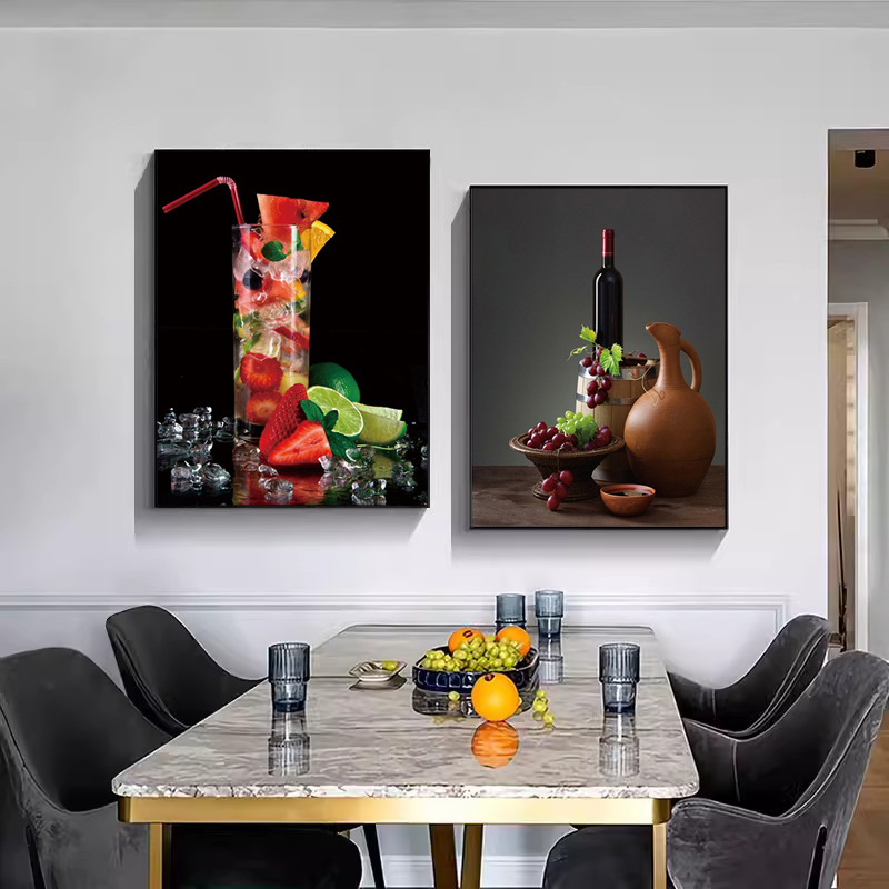 キッチンバー赤ワインぶどうビールウォールアートキャンバス絵画 - Wine Beer Restaurant のレビューと価格