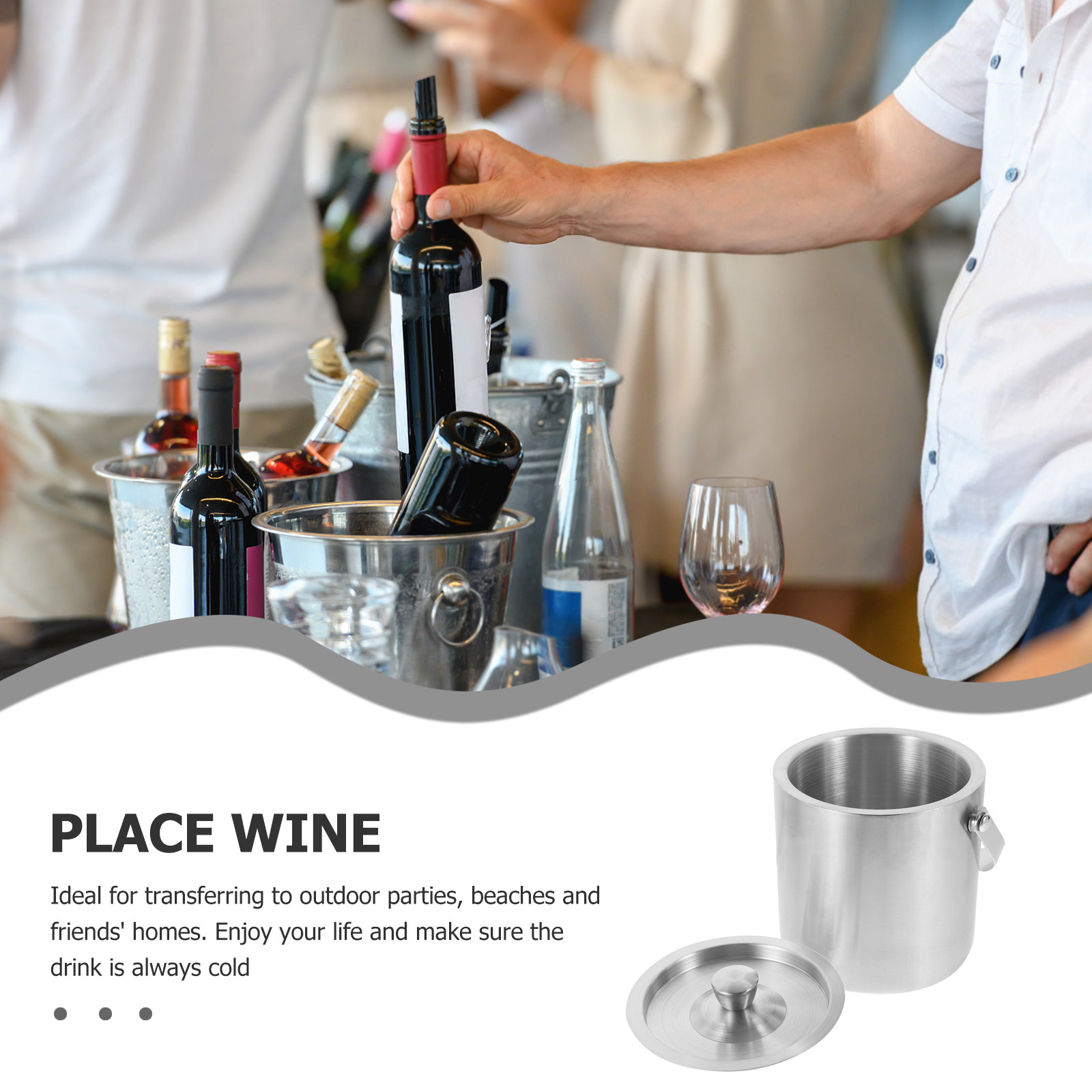 ステンレス製断熱アイスバケツ（蓋付き）プレミアム二重壁構造で - Wine Beer Restaurant のレビューと価格