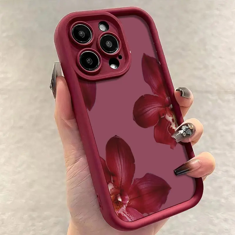 ワインレッドの蘭の花柄のiPhoneケース iPhone 1 - Wine & Beer Unlimited Spirits のレビューと価格
